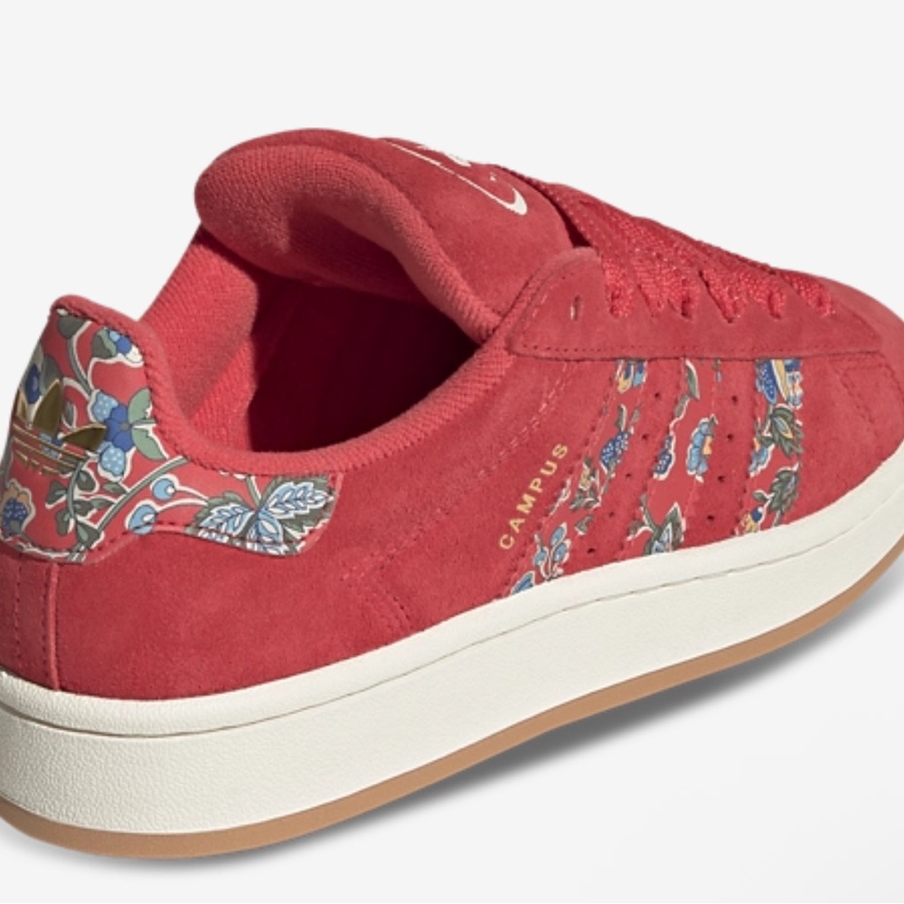 Adidas Women's Red and Floral Campus Sneakers - Picture 4 of 11